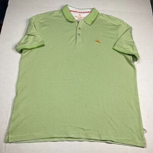 Tommy Bahama Mens Polo Shirt Striped Print Short Sleeve Casual Logo Top Size XL